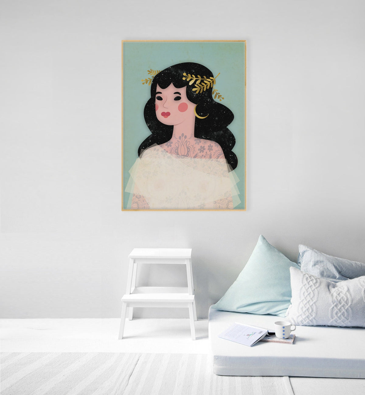 Moon Lady Art Print | Celestial Illustration Wall Art