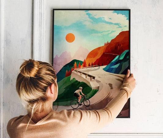 Cycling Art Print | Mountain Ascent Bicycle Wall Art