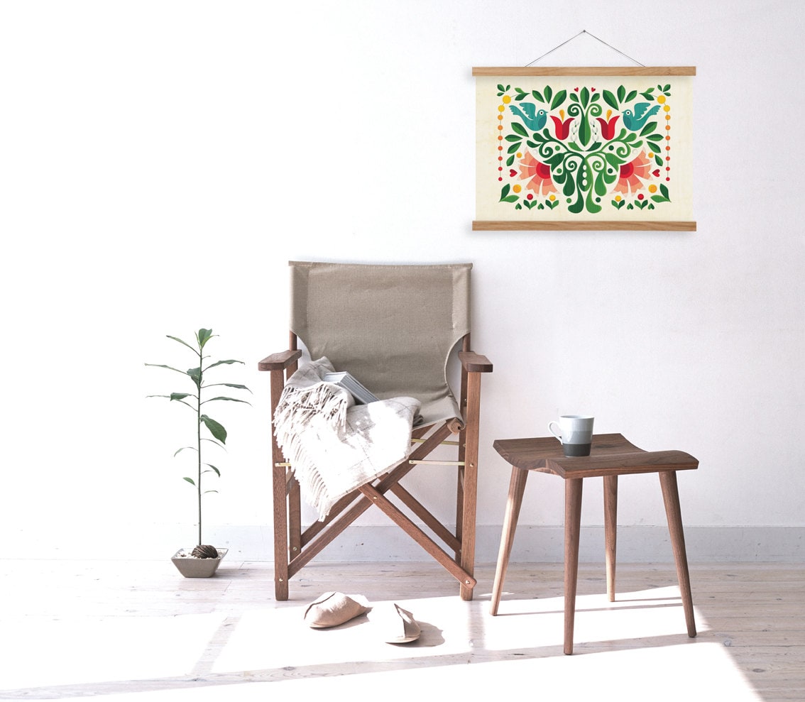 Love Birds Art Print | Folk Bird Illustration Kitchen Wall Art
