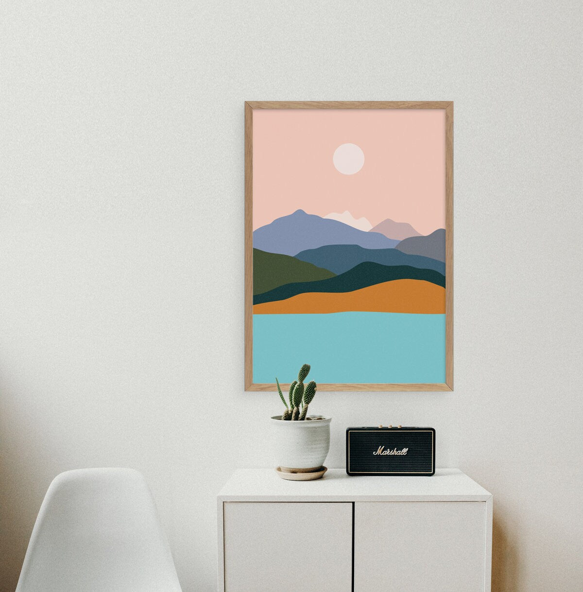 Mountains by the Ocean Art Print | Minimalist Landscape Wall Art