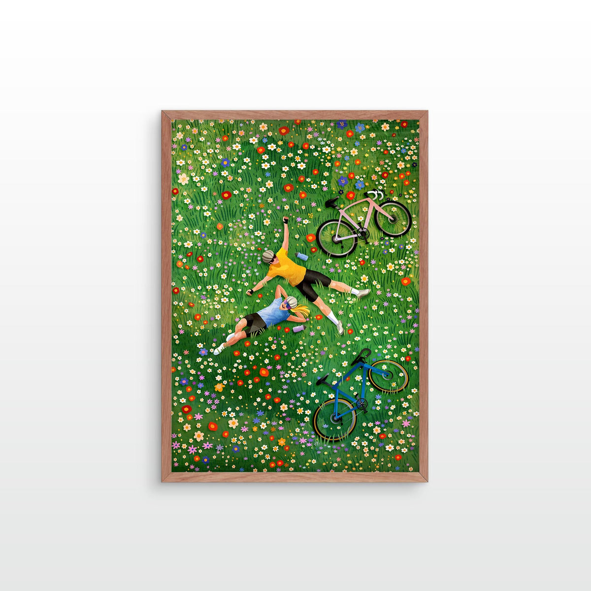 Cycling Couple Art Print | Summer Ride Bicycle Gift Wall Art