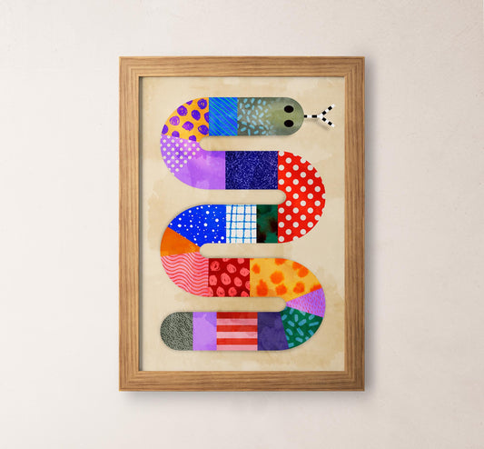 Snake Art Print | Colorful Kids Room Illustration Wall Art