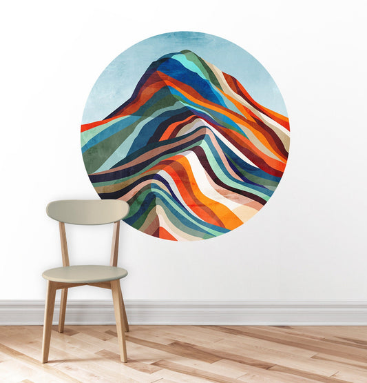 Colorful Mountain wall decal. Self-adhesive and repositionable fabric. Decoration for your walls.