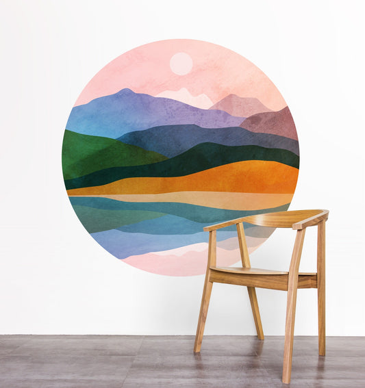Ocean Landscape Wall Decal | Round Self-Adhesive Removable Wall Sticker