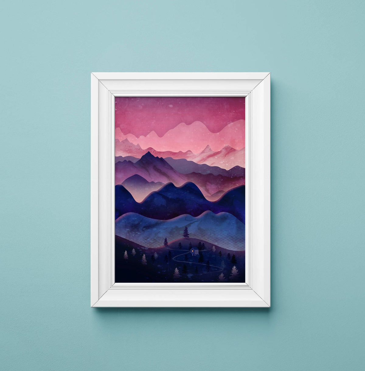 Mountain Landscape Art Print | Sunset Sky Wall Art