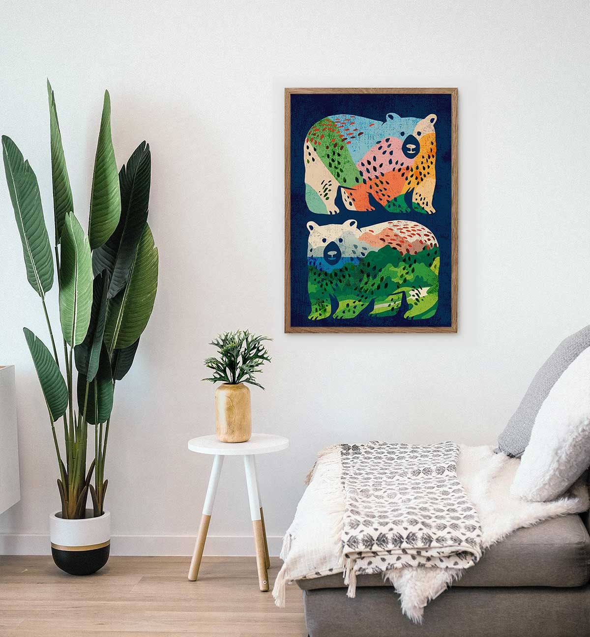 Bear Friends Art Print | Wildlife Friendship Illustration Wall Art