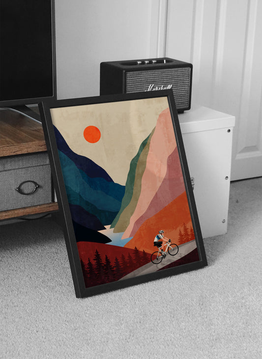 Cycling Home | Mountain Cycling Art Print.