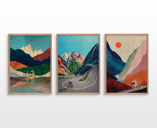 Personalized Cycling Art Prints Set of 3 | Custom Bicycle Wall Art