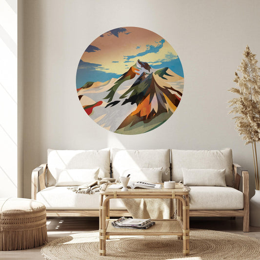 Mighty Mountain Wall Decal | Round Removable Self-Adhesive Wall Sticker