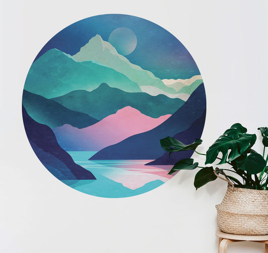 Blue River Wall Decal | Round Self-Adhesive Removable Wall Sticker