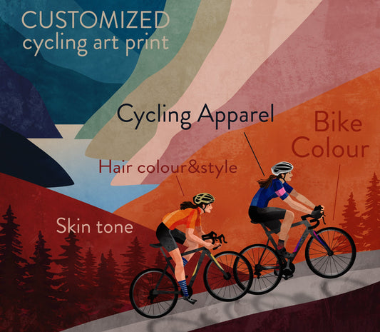 Personalized Cycling Couple Art Prints Set of 3 | Custom Bicycle Wall Art