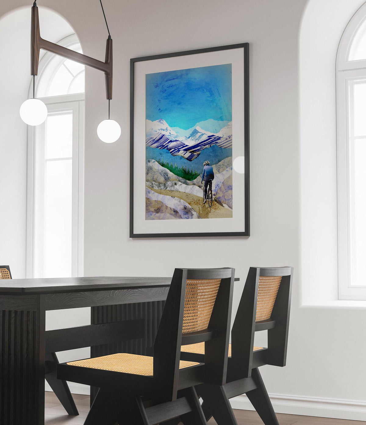 Winter Mountain Cycling Art Print | Cyclist Wall Art