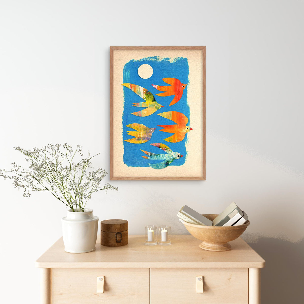 Small Flock of Birds | Mixed Media Fine Art Print