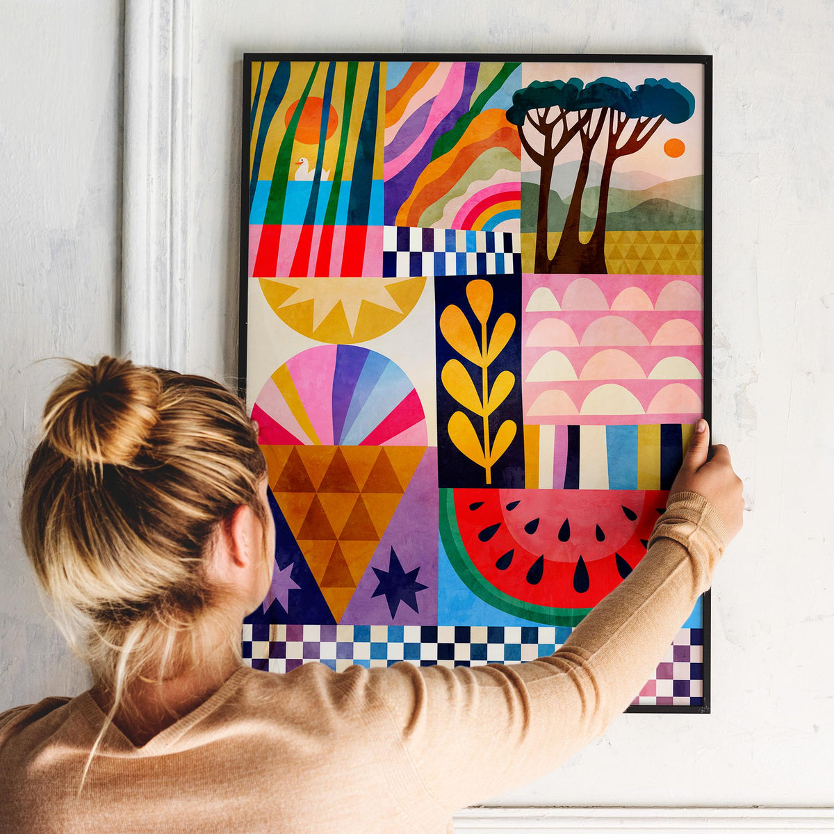 Summer Collage Art Print | Colorful Wall Art Decor