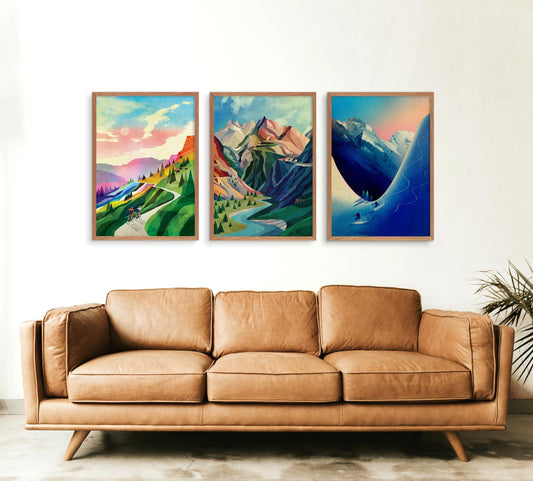 Outdoor Life | Set of 3 Mountain Adventure Art Prints