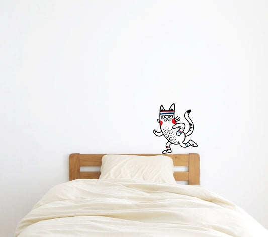 Sporty Cat Wall Decal Self adhesive and Repositionable Kids’ Room Decor