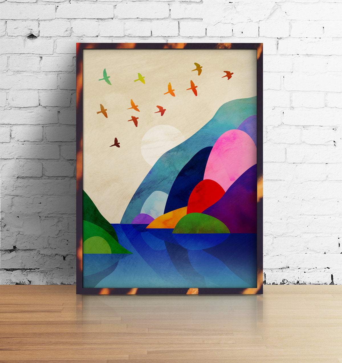 Migrating Birds Art Print | Illustrated Landscape Wall Art