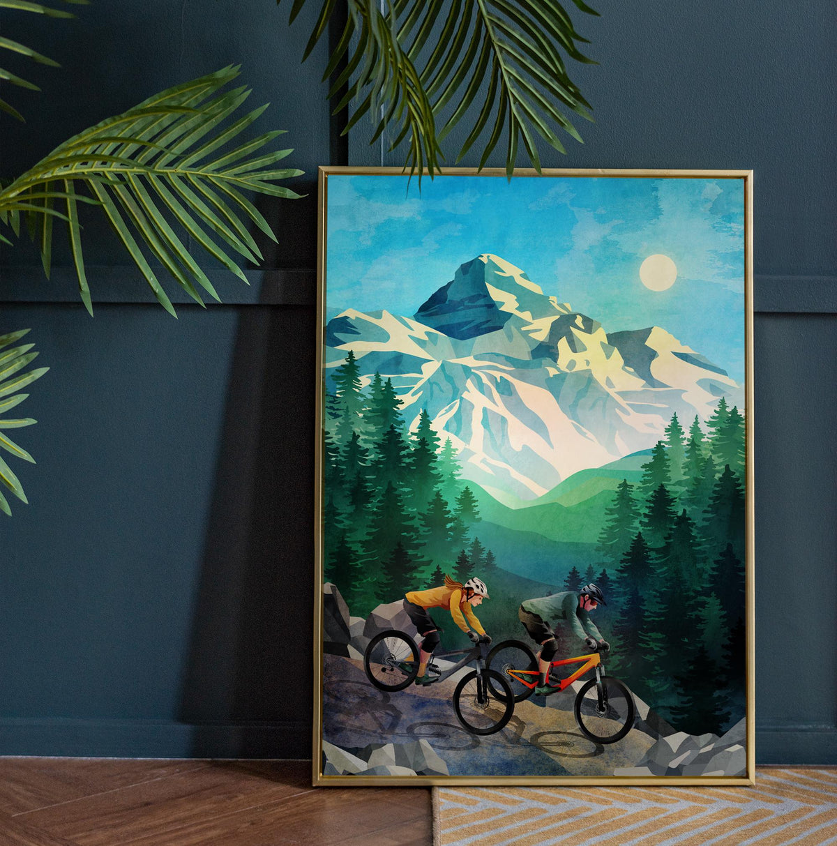 Personalized MTB Art Print | Custom Mountain Bike Rider Wall Art