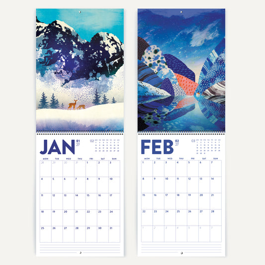 2027 DURIDO Illustrated Wall Calendar. Colorful Landscapes. For nature lovers, hikers, and outdoor souls.