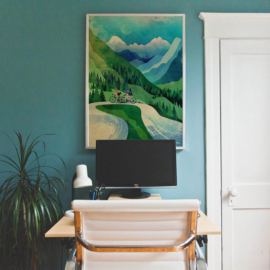 Personalized Cycling Art Print | Custom Mountain Climb Cyclist Gift