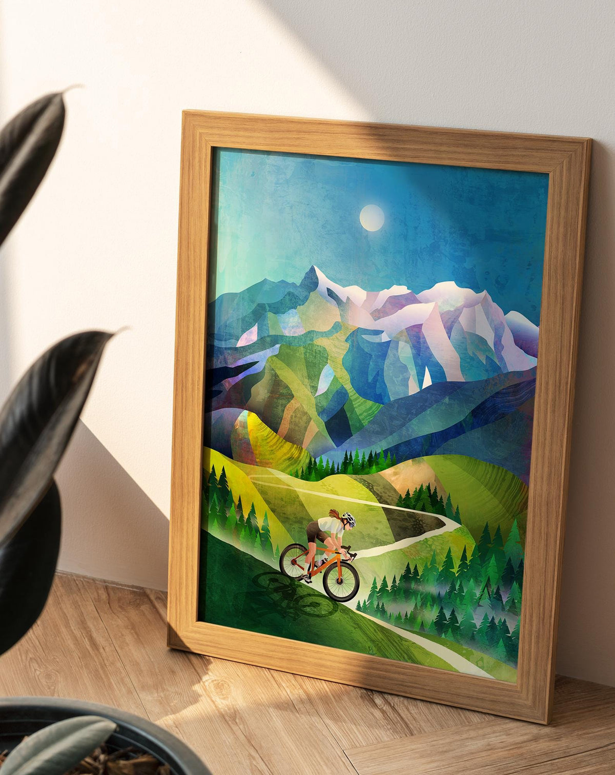 Personalized Woman Cyclist Art Print | Mountain Descent