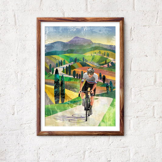 Tadej Pogačar Strade Bianche Cycling Art Print | Cyclist Wall Art