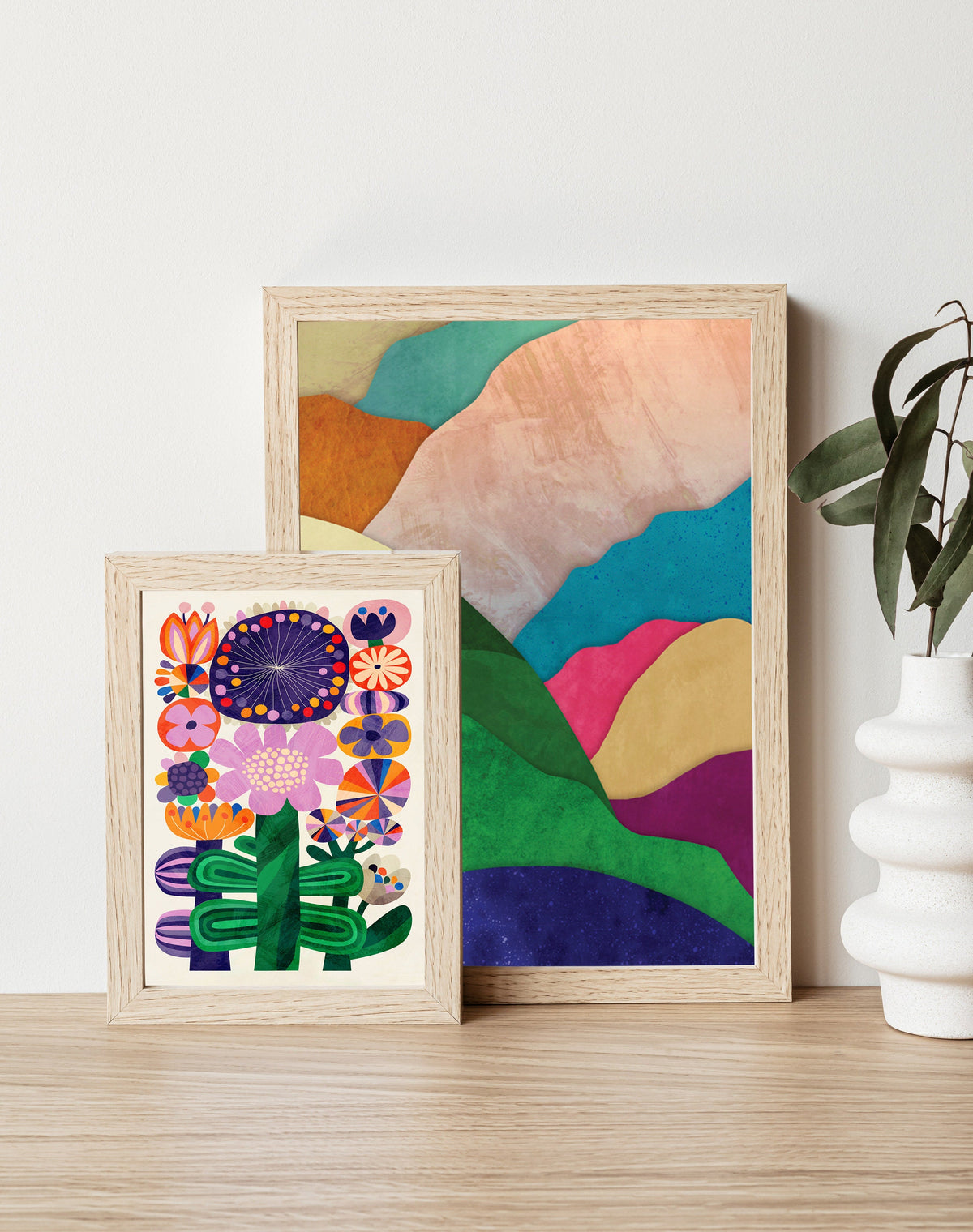 Summer Flowers Art Print | Folk Illustration Floral Wall Art