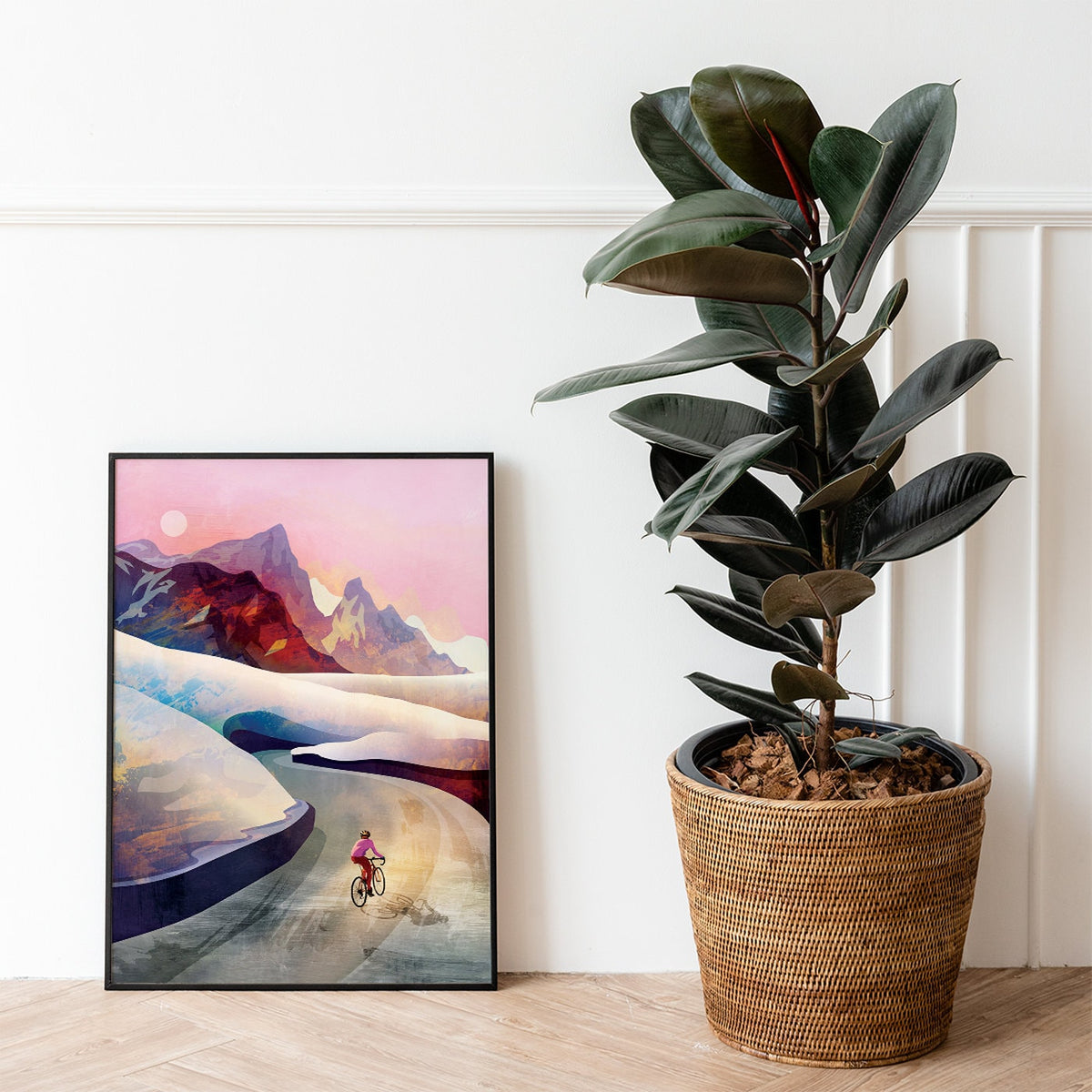 Mountain Cycling Art Print | Cyclist Climb Wall Art Gift