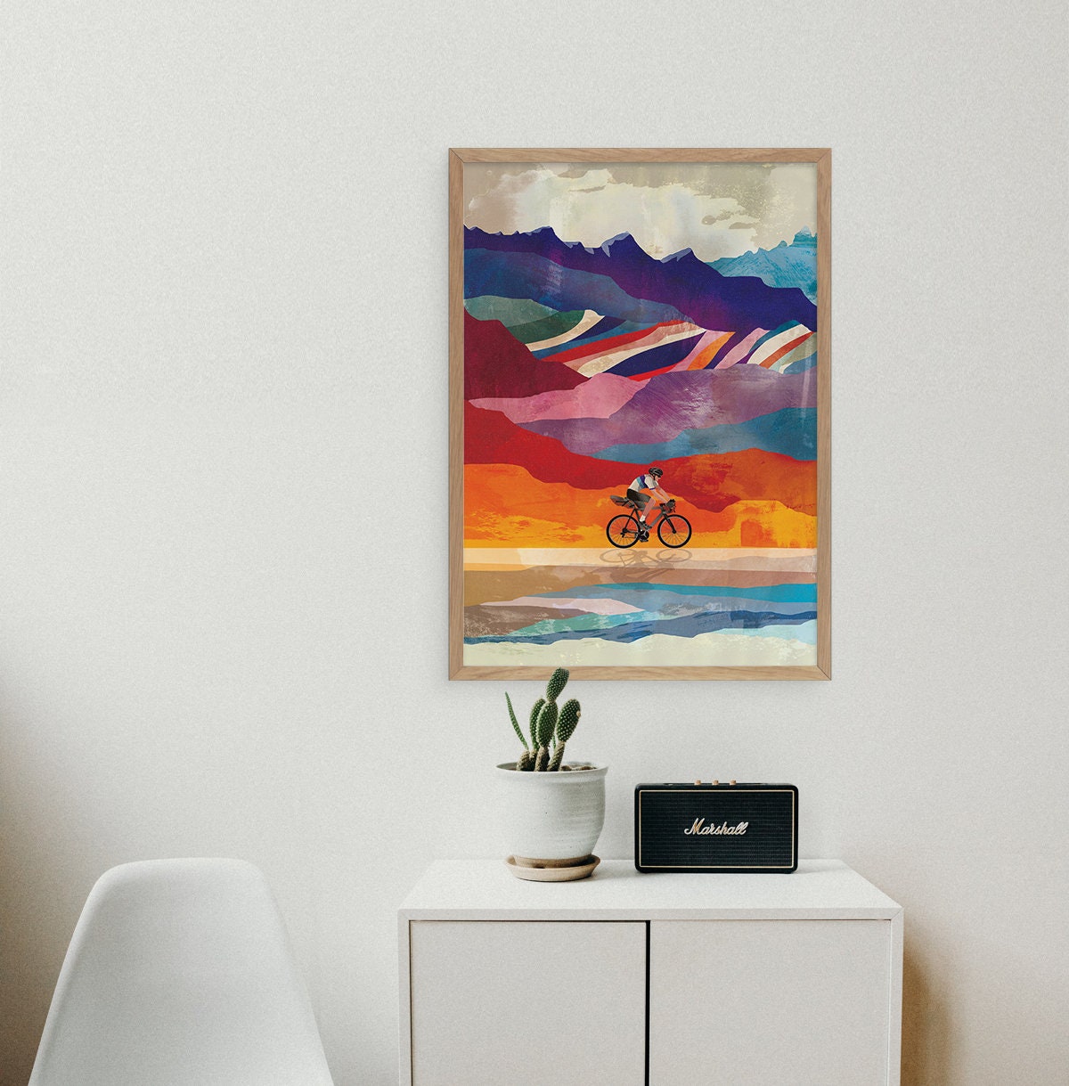 Cycling Art Print | Colorful Mountain Landscape Wall Art