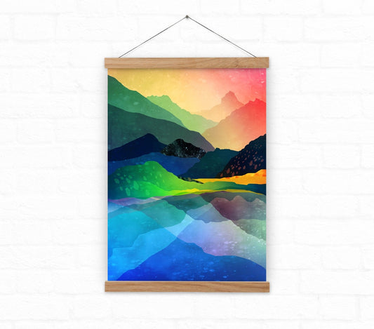 Moonlit Mountain Lake Art Print | Night Landscape.