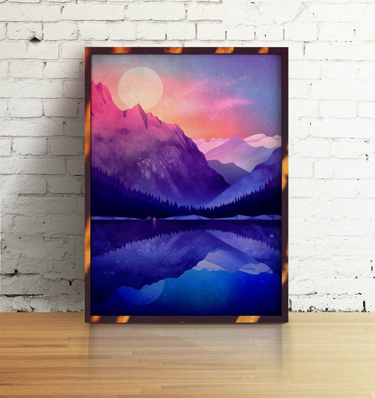 Camping by the Lake | Landscape Art Print