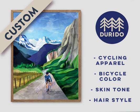 Personalized Cycling Art Print | Custom Couple Cyclist Gift