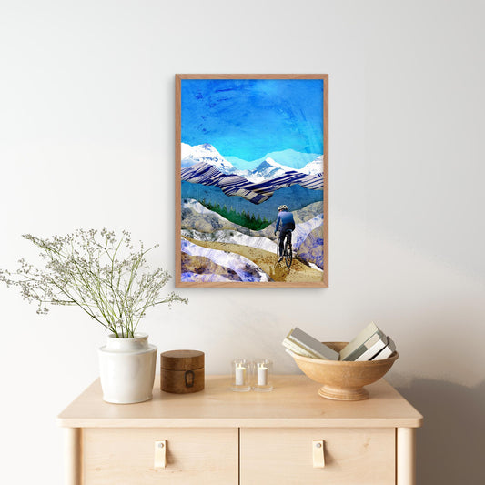 Winter Mountain Cycling Art Print | Cyclist Wall Art