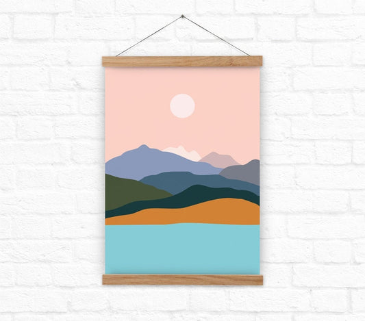 Mountains by the Ocean Art Print | Minimalist Landscape Wall Art