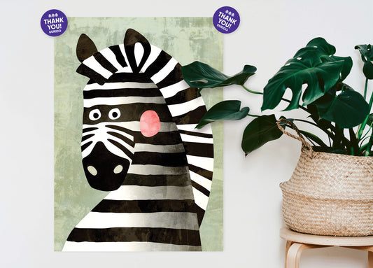 Zebra Art Print | Kids Room Nursery Illustration Wall Art