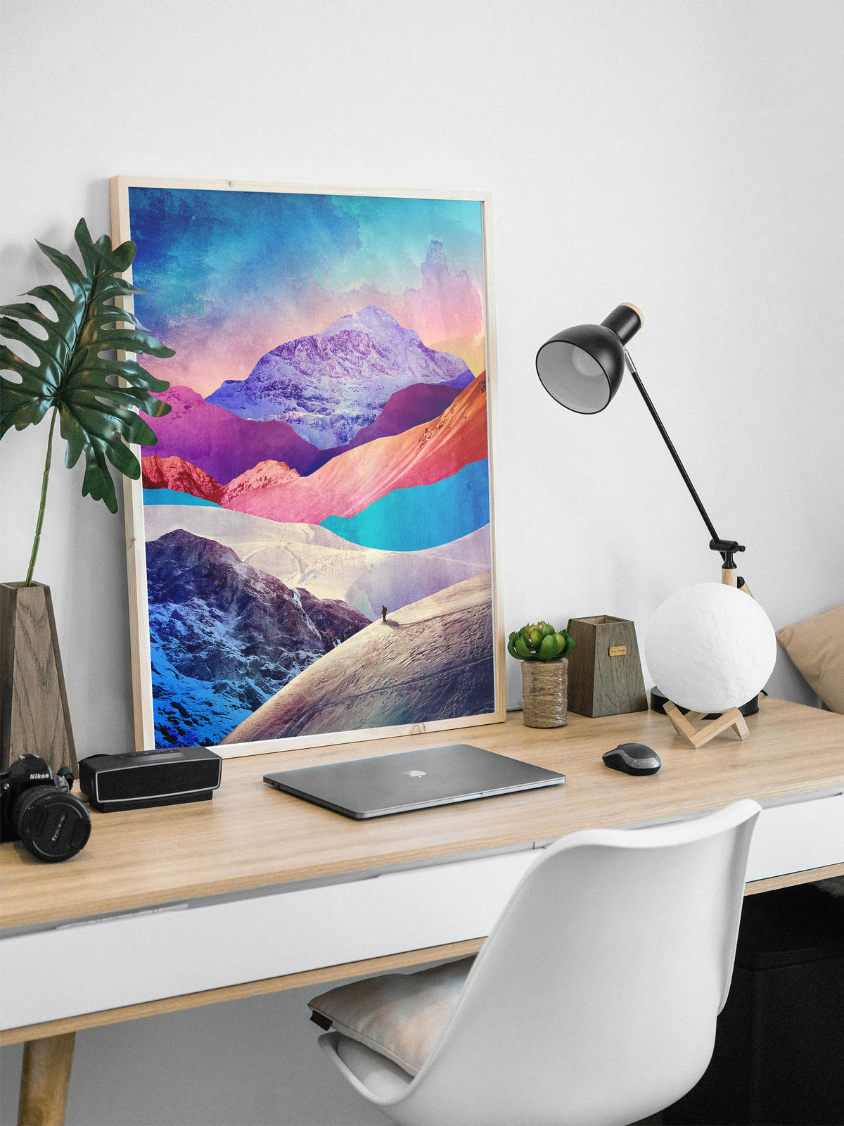 Winter Mountain Landscape Art Print | Colorful Snow Scene Wall Art