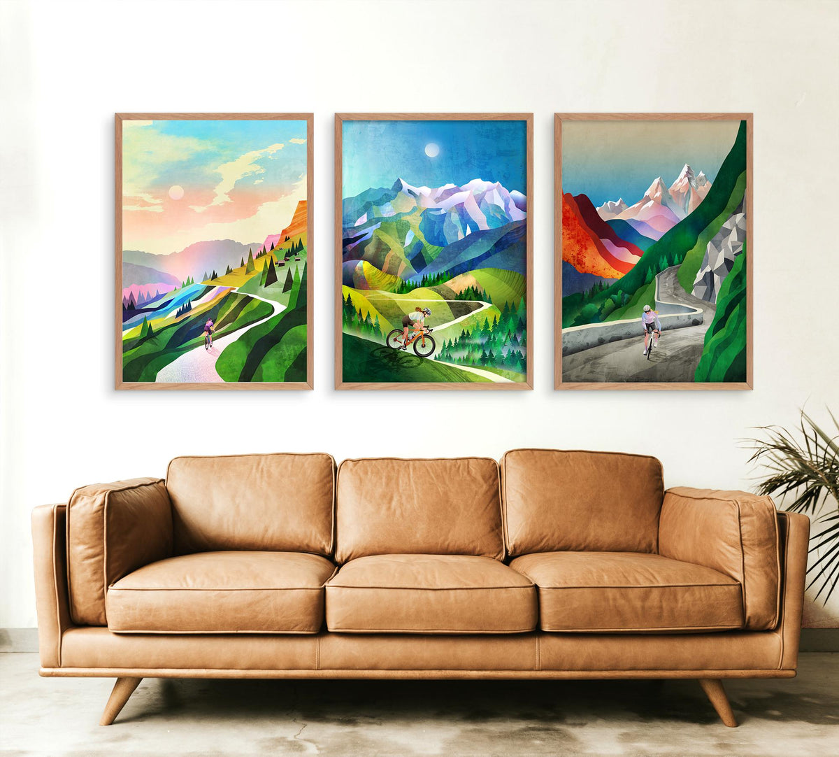 Woman Cyclist Art Prints Set of 3 | Cycling Wall Art