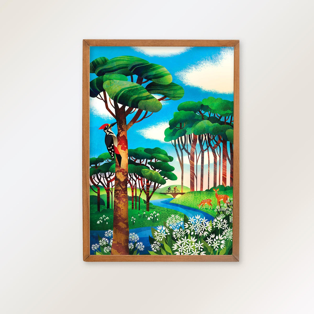 Cycling Couple Art Print | Gree Forest Illustration