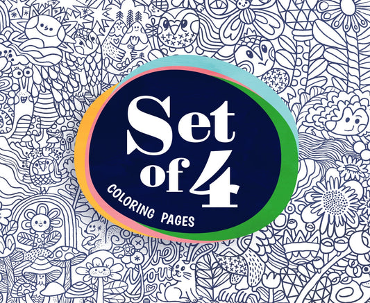 Forest Animals Coloring Pages for Kids | Set of 4 A2 Prints