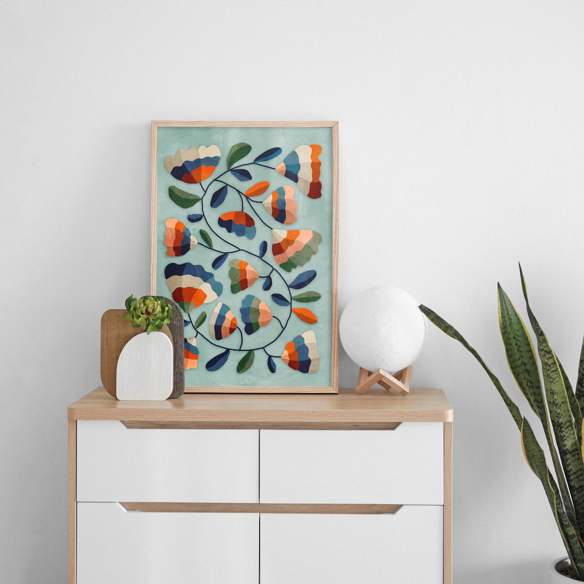 Mountain Flowers Art Print | Floral Letter S Illustration