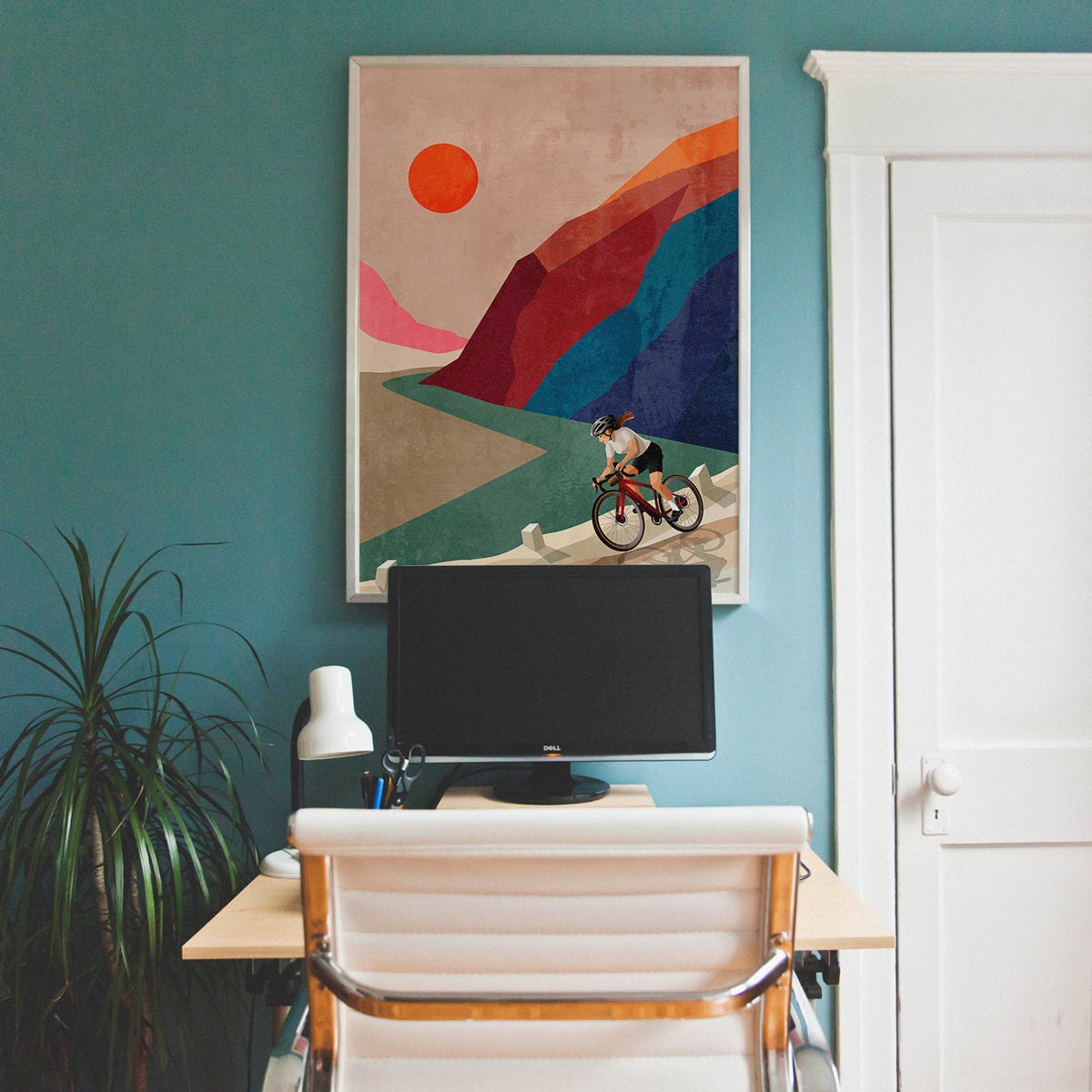 Woman Cyclist Art Print | Mountain Road Cycling Wall Art