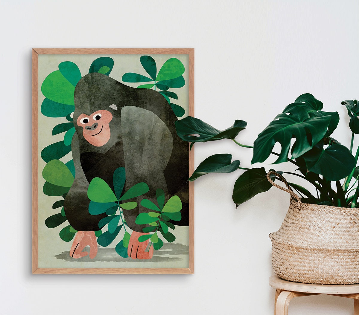 Gorilla Art Print | Kids Room Nursery Illustration Wall Art