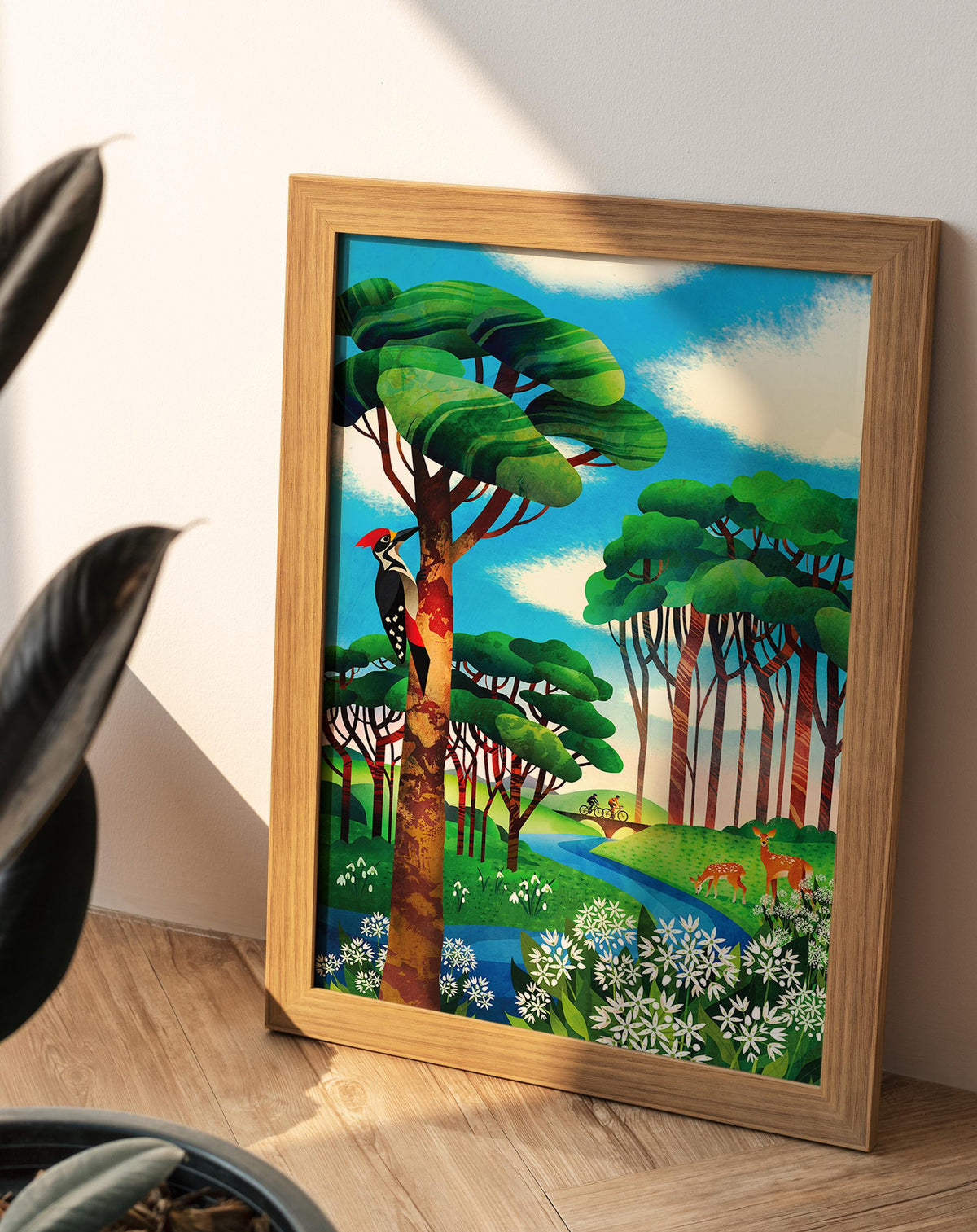 Cycling Couple Art Print | Gree Forest Illustration