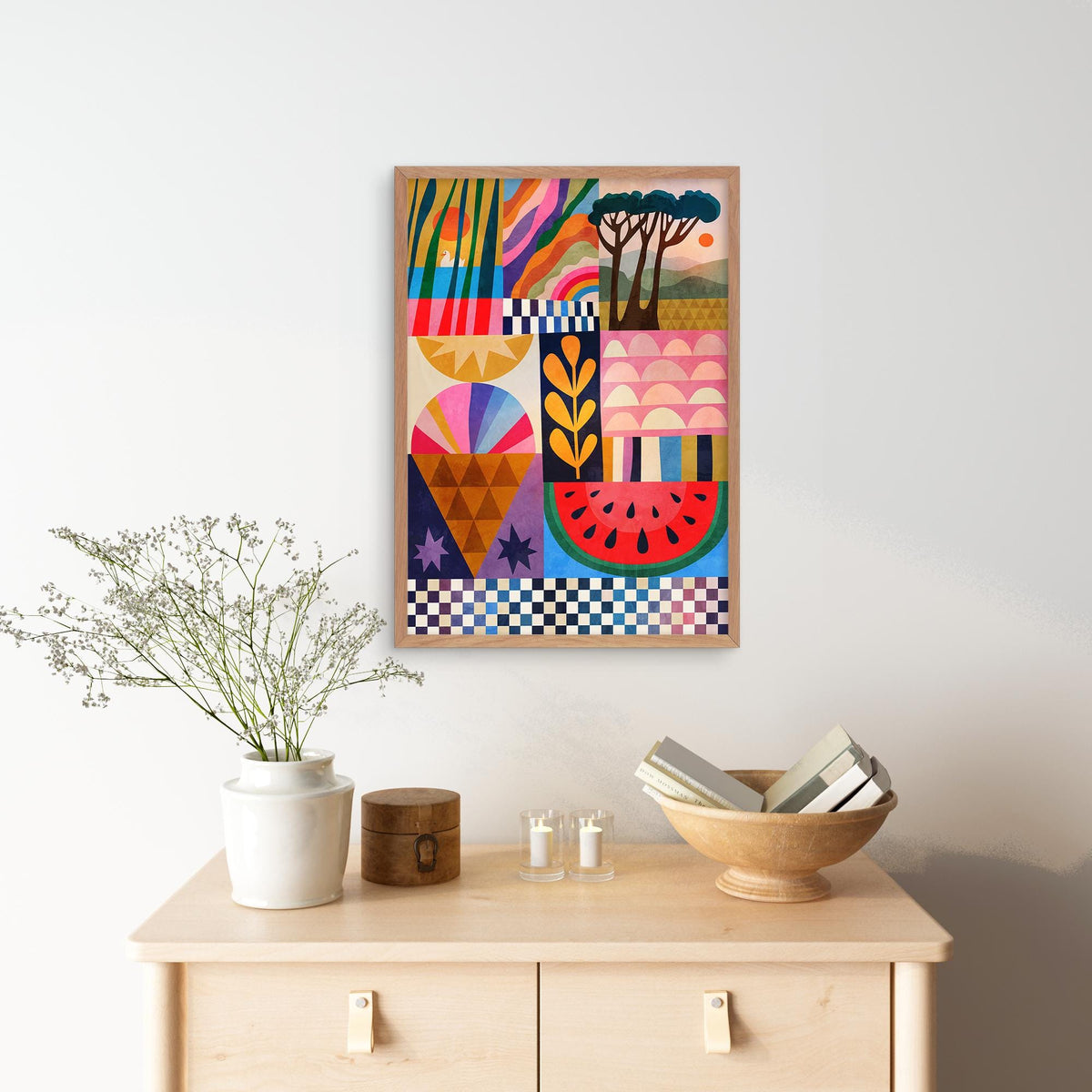 Summer Collage Art Print | Colorful Wall Art Decor
