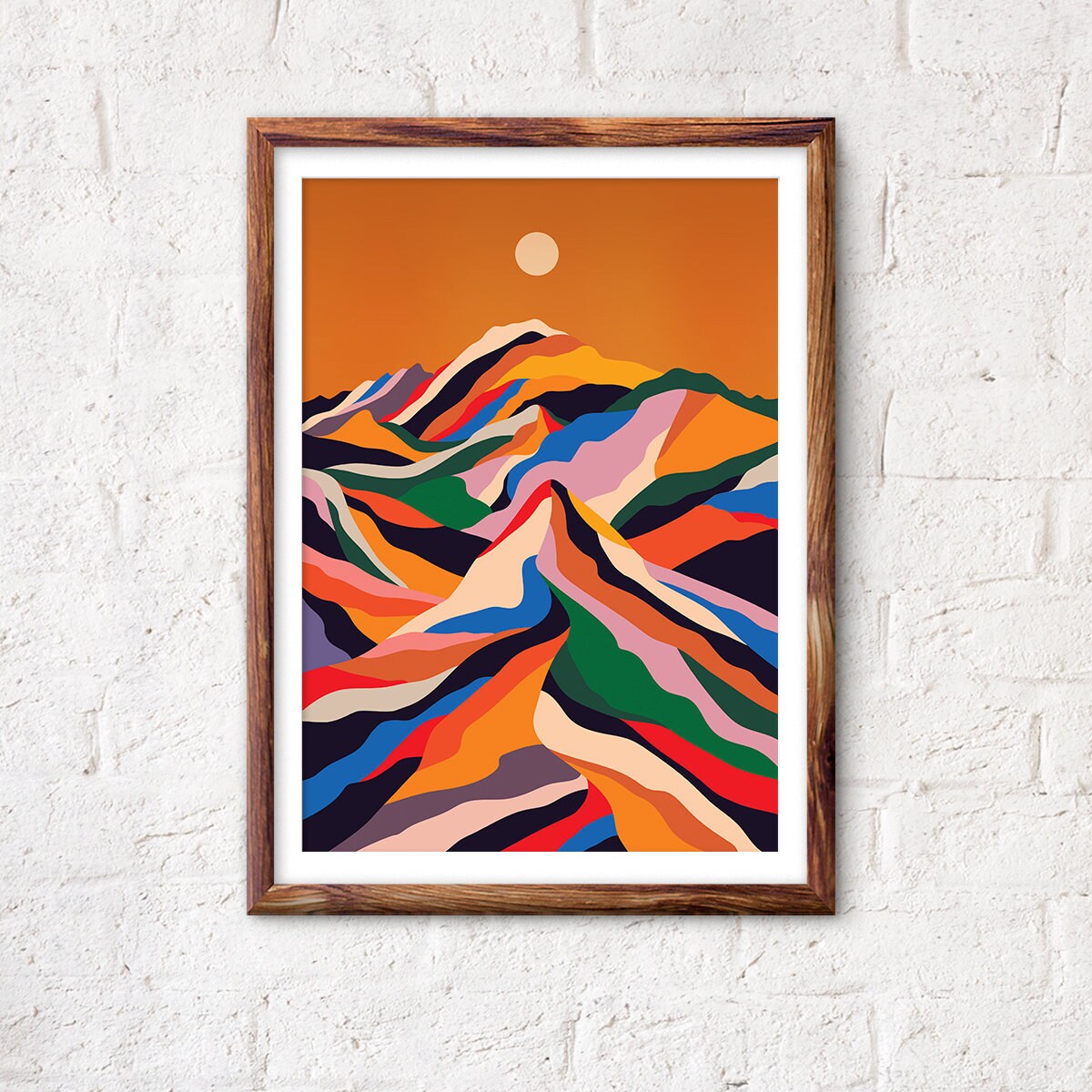 Colorful Mountain Landscape Art Print | Modern Nature Wall Art