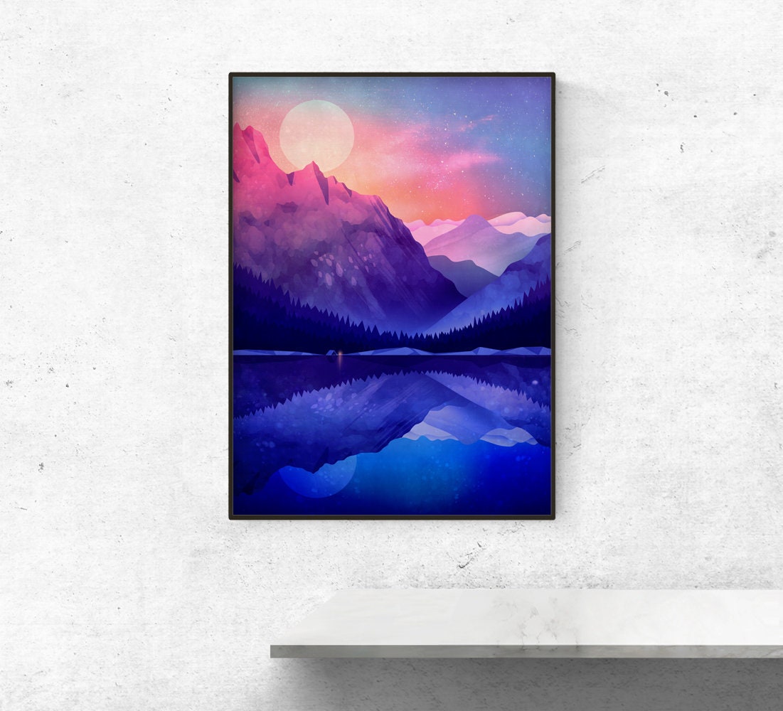 Camping by the Lake | Landscape Art Print