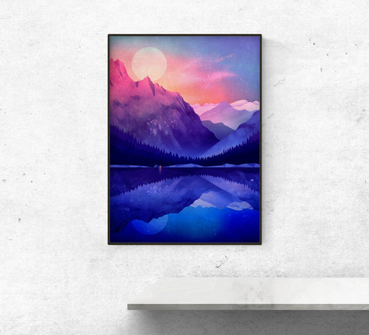 Camping by the Lake | Landscape Art Print