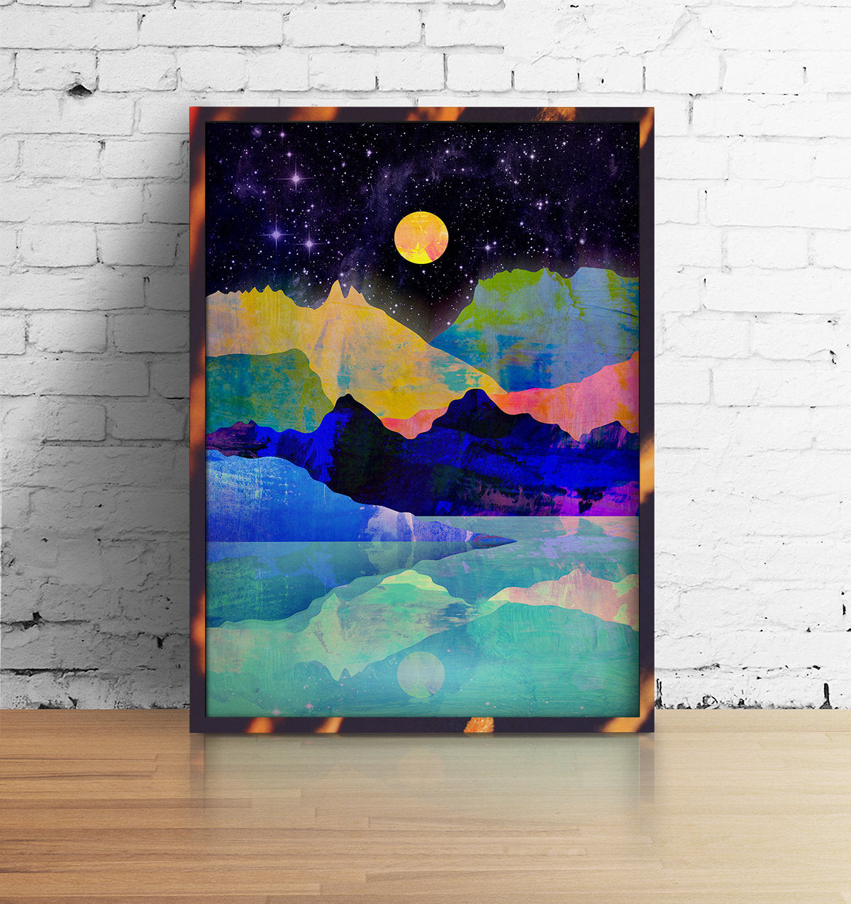 Moon and Mountains Art Print | Landscape Wall Art for Home