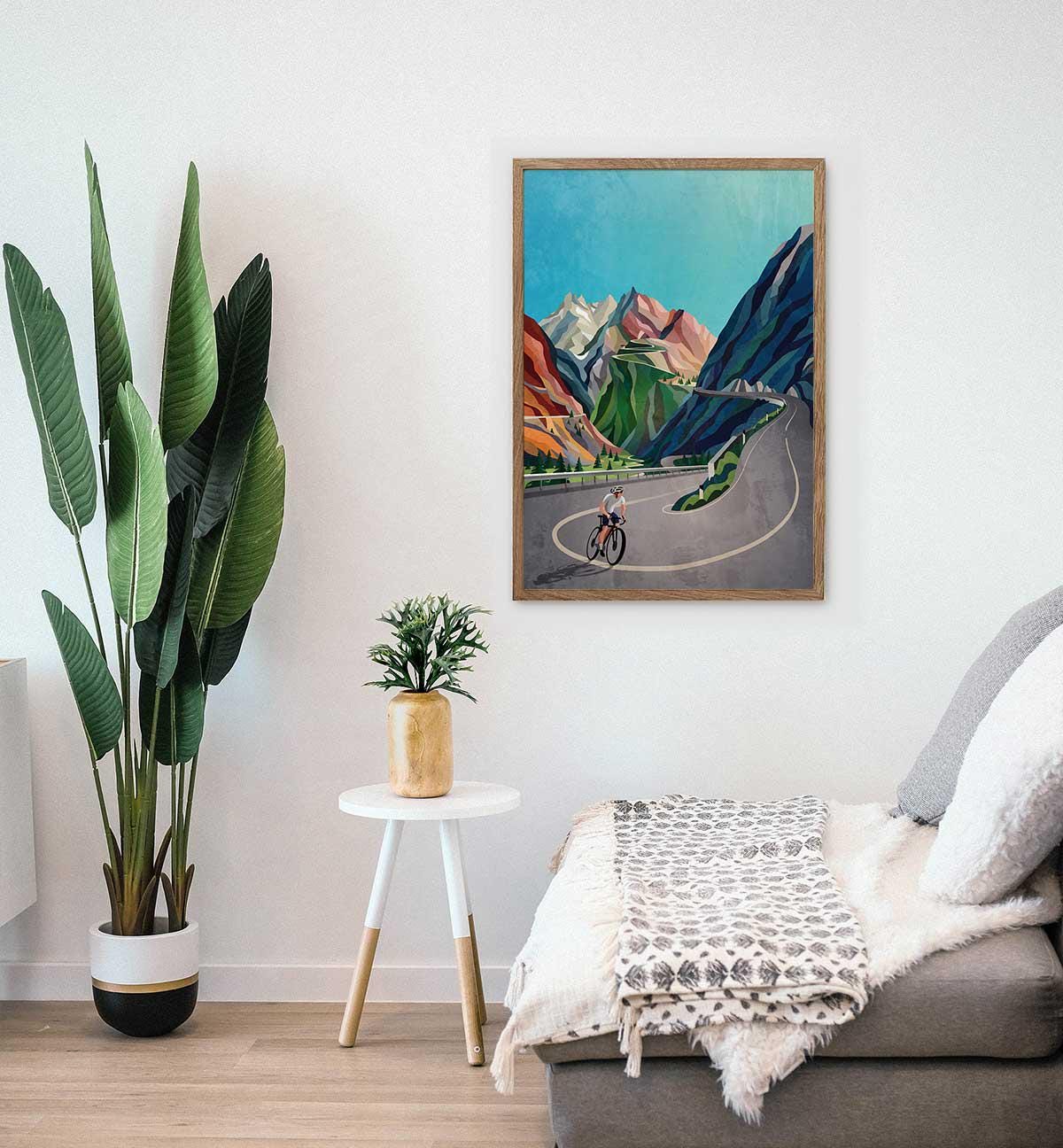 Cycling Art Print Set of 2 | Mountain Landscape Summer Bike Ride