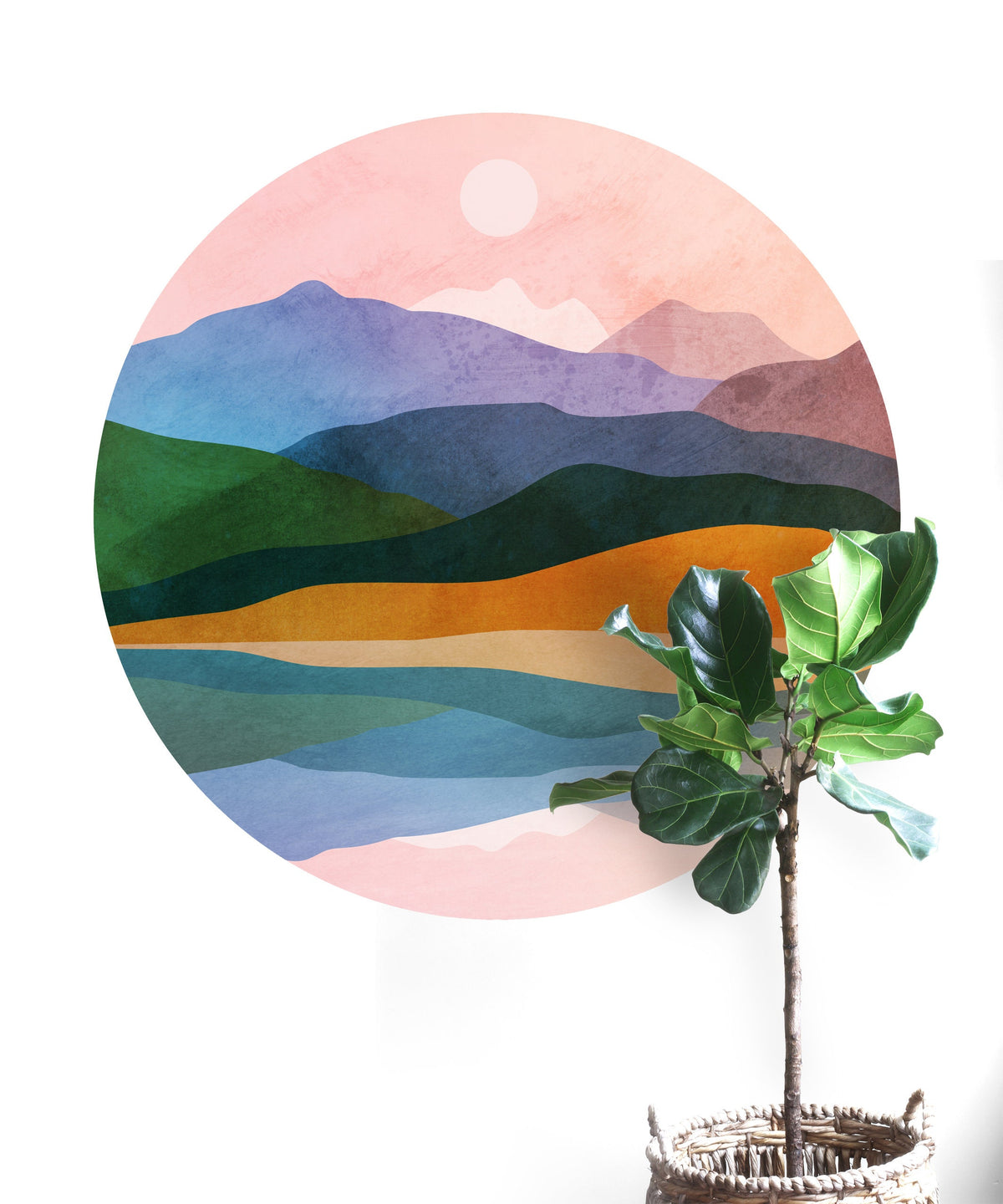 Ocean Landscape Wall Decal | Round Self-Adhesive Removable Wall Sticker